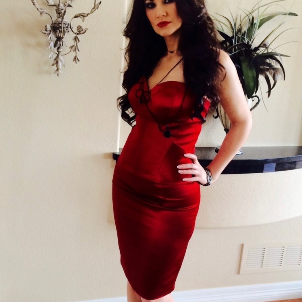 bebe Red Midi Dress
